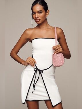Anthropologie En Elly Strapless Wrap Shift Mini Dress Tie Waist